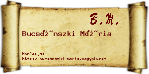 Bucsánszki Mária névjegykártya